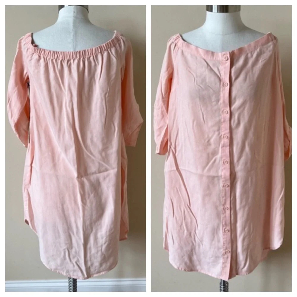 New! Bella Dahl garment dyed off the shoulder button back dress NWT 5288